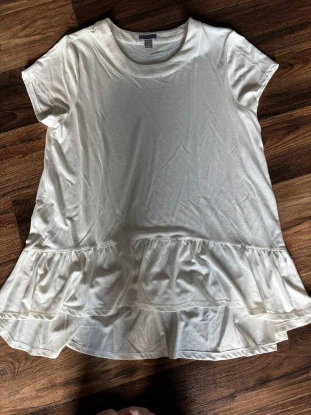 Chelsea28 White Ruffle Hem High Low Peplum Tee Top Small Nordstrom Short Sleeve